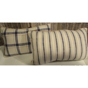 Threshold 0versized oblong pillows striped checkered blue cream throw decorative